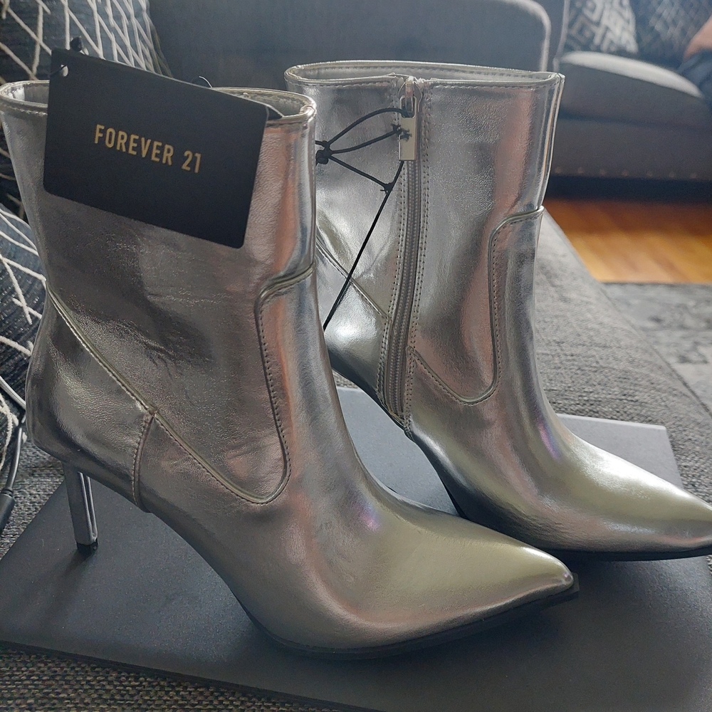 Forever 21 Silver Heeled Boots